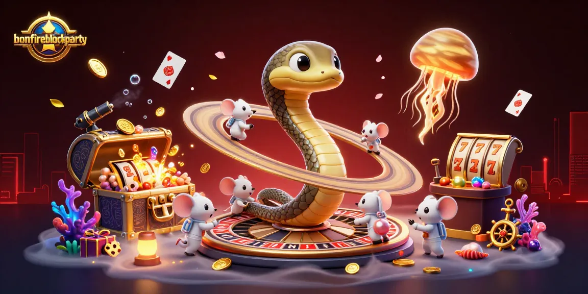 Engage in thrilling gameplay at bonfireblockparty with a cosmic casino scene featuring dynamic gambling elements.